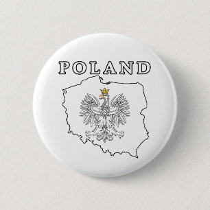 Poland Map With Eagle 6 Cm Round Badge