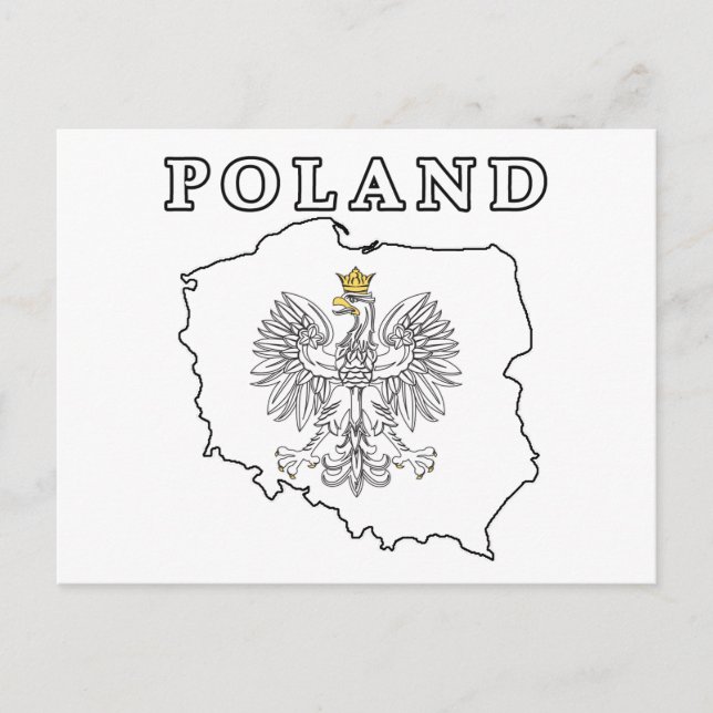 Poland Map With Eagle Postcard (Front)