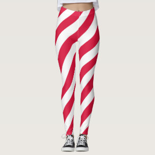 Poland National Flag Colours Diagonal Striped Leggings