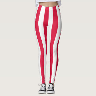 Poland National Flag Colours Vertical Striped Leggings