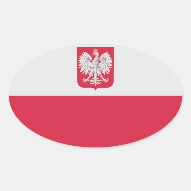 Poland National Flag Oval Sticker (Front)