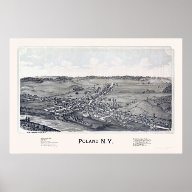 Poland, NY Panoramic Map - 1890 Poster (Front)