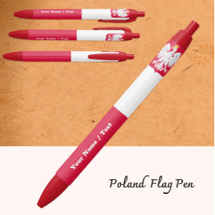 Poland Pen, Polish Flag Pen, Personalized Black Ink Pen