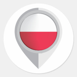 Poland Pin Location Flag Classic Round Sticker