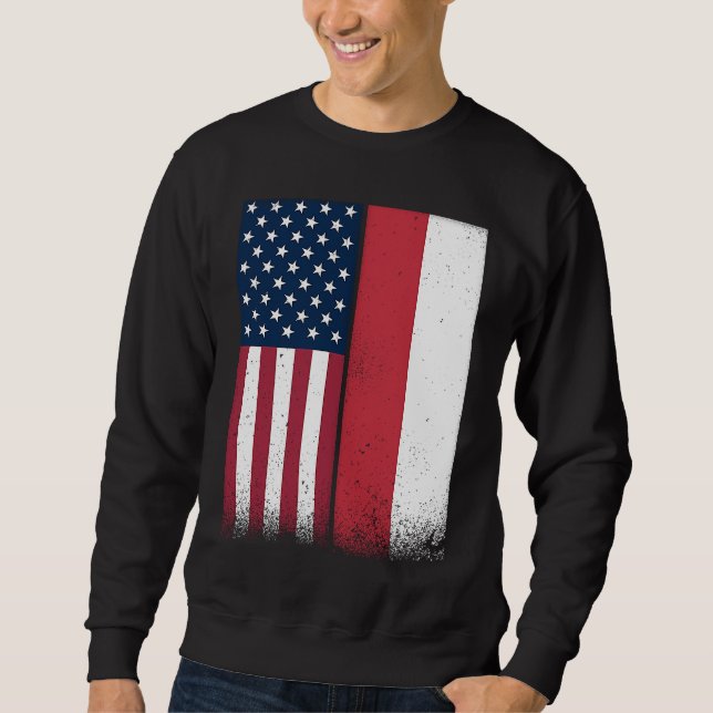 Poland  Polish American Flags Proud USA Poland Sweatshirt (Front)