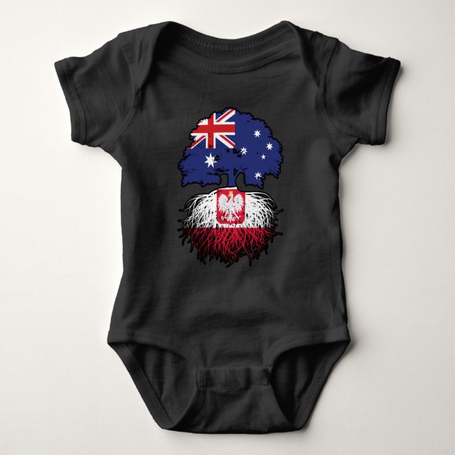 Poland Polish Australian Australia Tree Roots Flag Baby Bodysuit (Front)