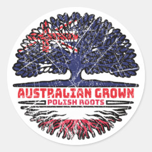 Poland Polish Australian Australia Tree Roots Flag Classic Round Sticker
