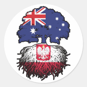 Poland Polish Australian Australia Tree Roots Flag Classic Round Sticker