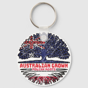 Poland Polish Australian Australia Tree Roots Flag Key Ring