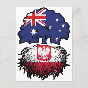 Poland Polish Australian Australia Tree Roots Flag Postcard