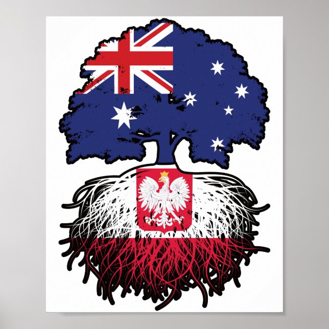 Poland Polish Australian Australia Tree Roots Flag Poster (Front)