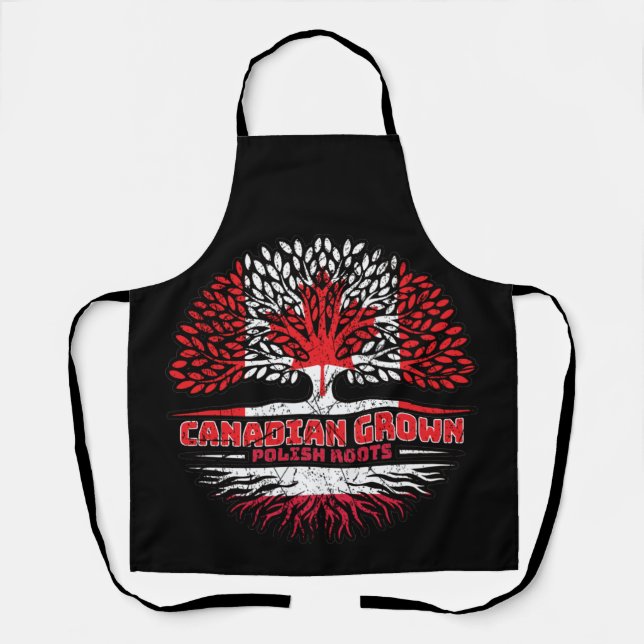 Poland Polish Canadian Canada Tree Roots Flag Apron (Front)