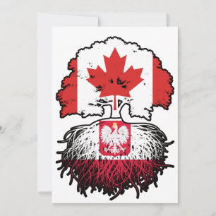 Poland Polish Canadian Canada Tree Roots Flag Invitation