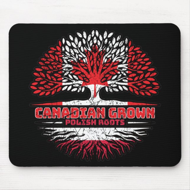 Poland Polish Canadian Canada Tree Roots Flag Mouse Pad (Front)