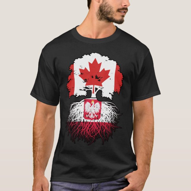 Poland Polish Canadian Canada Tree Roots Flag T-Shirt (Front)