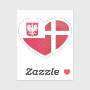 Poland Polish Denmark Danish Heart Love Flag