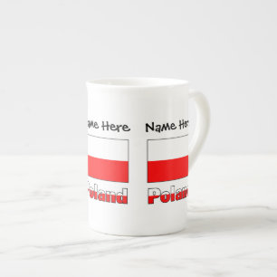 Poland Polish Flag Black Personalisation  Bone China Mug