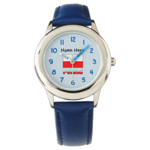 Poland Polish Flag Black Personalisation Watch