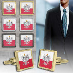 Poland & Polish Flag fashion, business /sports Silver Finish Cufflinks<br><div class="desc">Cufflinks/Shirt Studs: Polish Flag & Eagle,  Poland fashion - love my country,  travel,  holiday,  national patriots / sports fans</div>