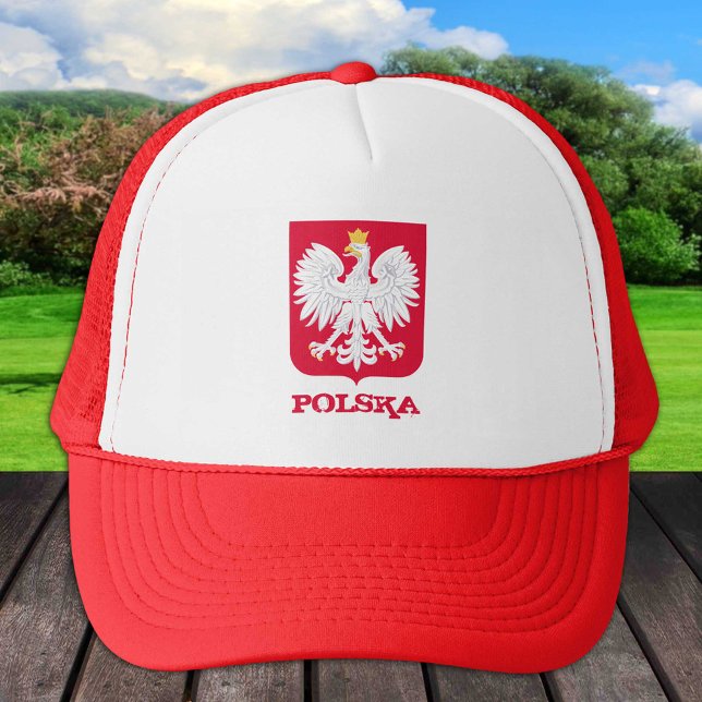 Poland & Polish Flag Hat, Eagle Herb Polski  Truck Trucker Hat (Creator Uploaded)