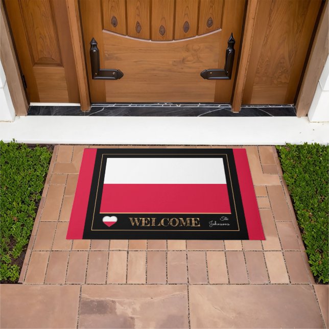 Poland & Polish Flag house mats/sports Welcome Doormat (Outdoor)