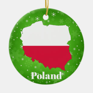 Poland Polish Flag Map Ceramic Ornament