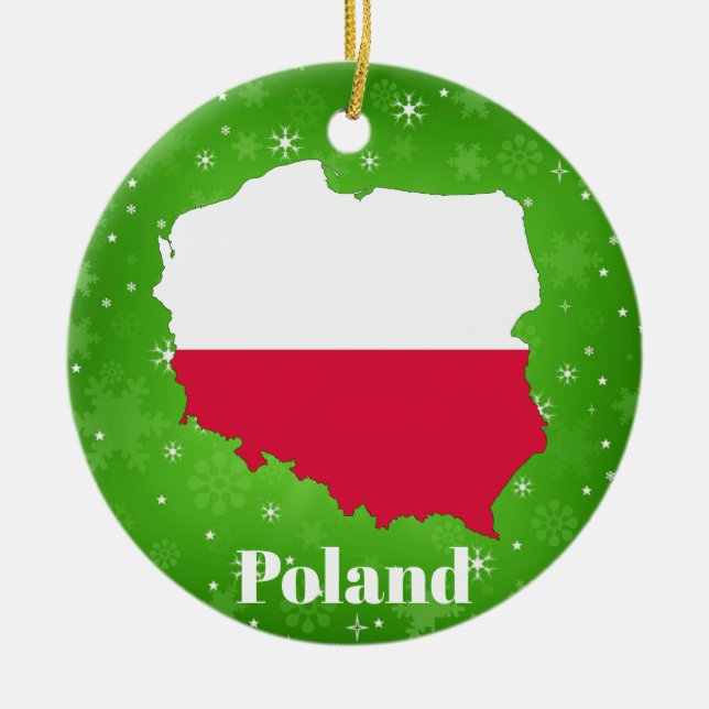 Poland Polish Flag Map Ceramic Ornament (Front)