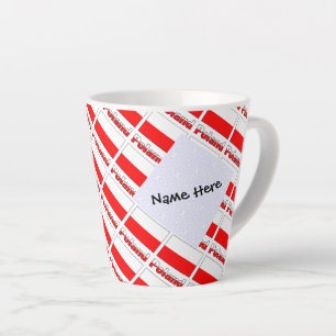 Poland Polish Flag Tiled Black Personalisation Latte Mug