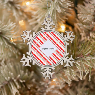 Poland Polish Flag Tiled Black Personalisation Snowflake Pewter Christmas Ornament