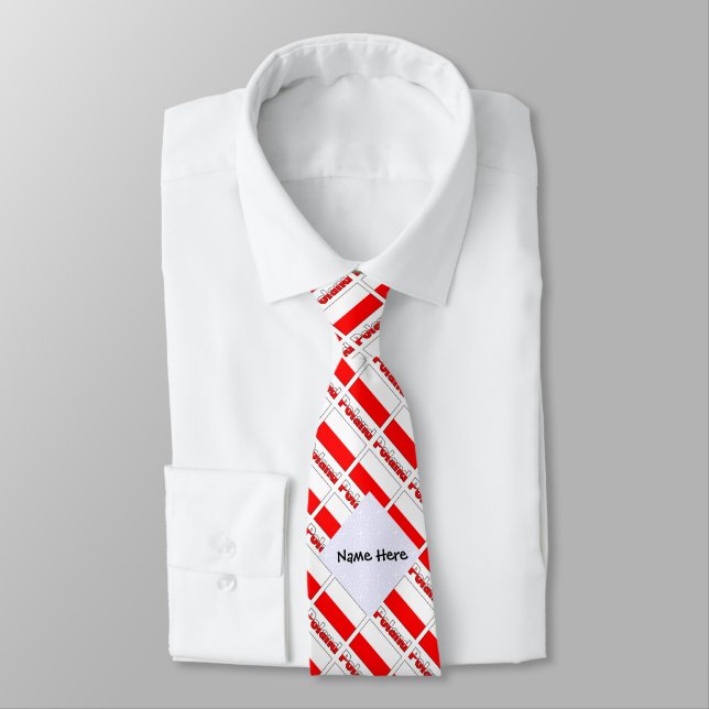 Poland Polish Flag Tiled Black Personalisation  Tie (Tied)