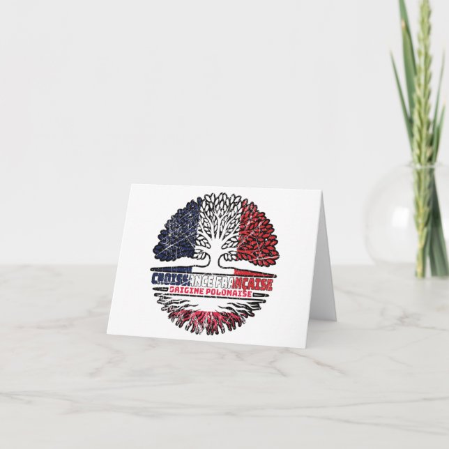 Poland Polish French France Tree Roots Flag Card (Front)