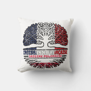 Poland Polish French France Tree Roots Flag Cushion
