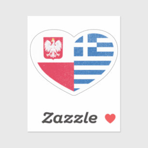 Poland Polish Greece Greek Heart Love Flag