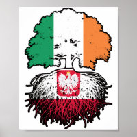 Poland Polish Irish Ireland Tree Roots Flag