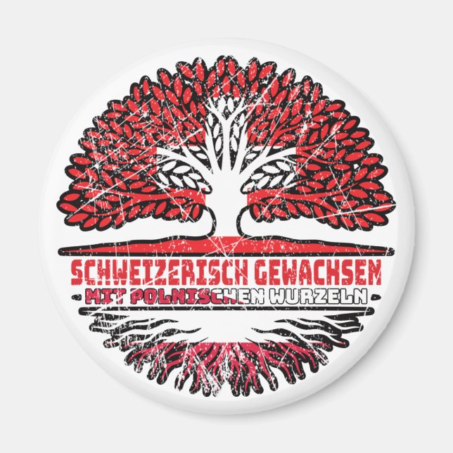 Poland Polish Swiss Switzerland Tree Root Magnet (Front)
