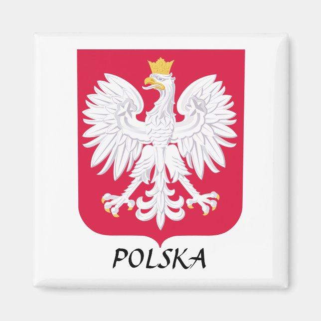 Poland "Polska" Coat of Arms Magnet (Front)