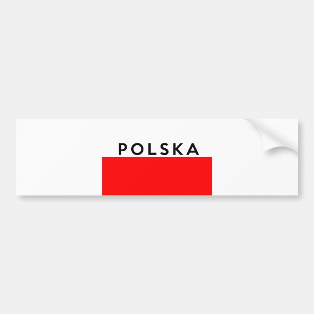 poland polska flag country polish text name bumper sticker (Front)