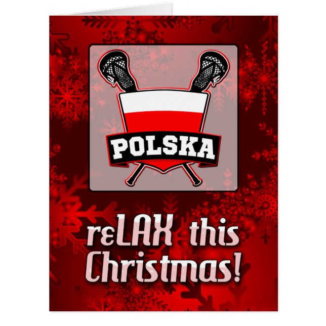 Poland Polska Lacrosse Shield Christmas Card (Front)