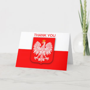 Poland Polska Polish Flag Eagle White Red Thank You Card