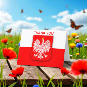 Poland Polska Polish Flag Eagle White Red Thank You Card