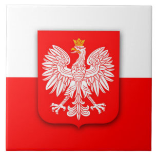 Poland Polska Red White Eagle Polish  Ceramic Tile