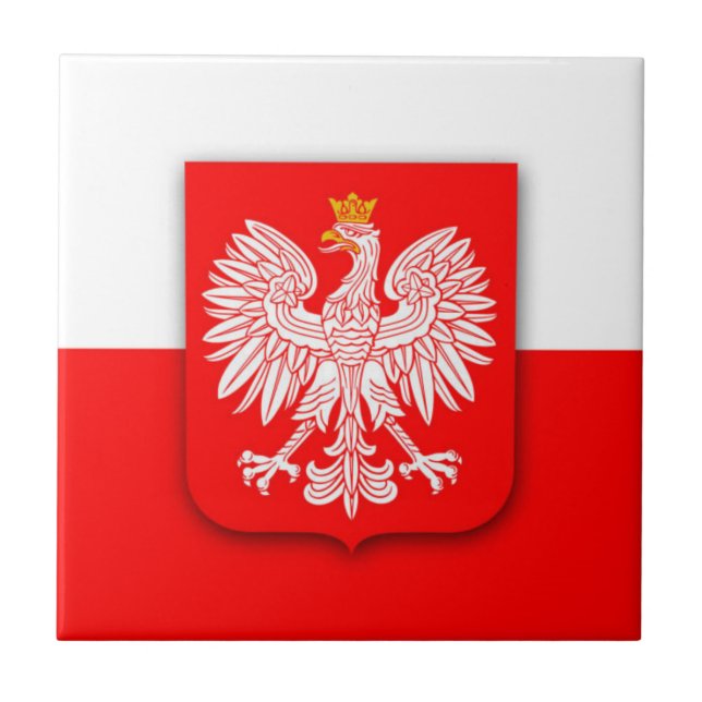 Poland Polska Red White Eagle Polish  Ceramic Tile (Front)