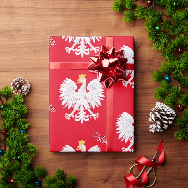 Poland Red Wrapping Paper, Polish Eagle, Flag Paper (Holiday Gift)