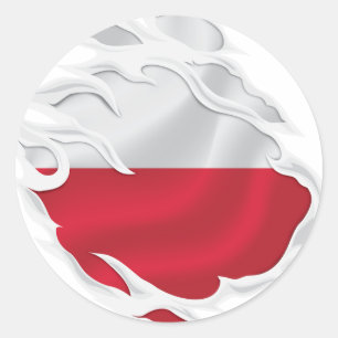 Poland Ripped Flag Classic Round Sticker