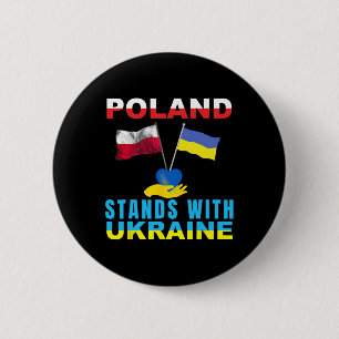 Poland Stands With Ukraine Polish Ukraine 6 Cm Round Badge