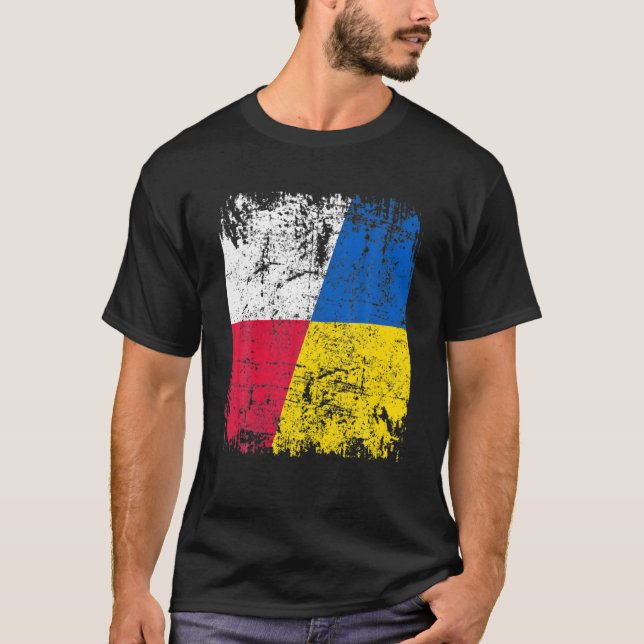 Poland Stands With Ukraine Polish Ukraine Flag Vin T-Shirt (Front)