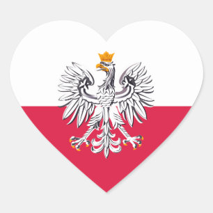 Poland Sticker, Eagle, Polska, Polish Flag Heart Sticker