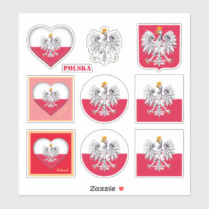 Poland stickers & Polish Flag, Heart travel /sport