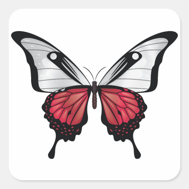 Poland Swallowtail Butterfly Flag Square Sticker (Front)