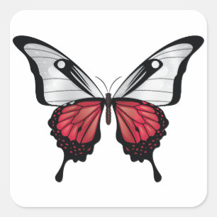 Poland Swallowtail Butterfly Flag Square Sticker